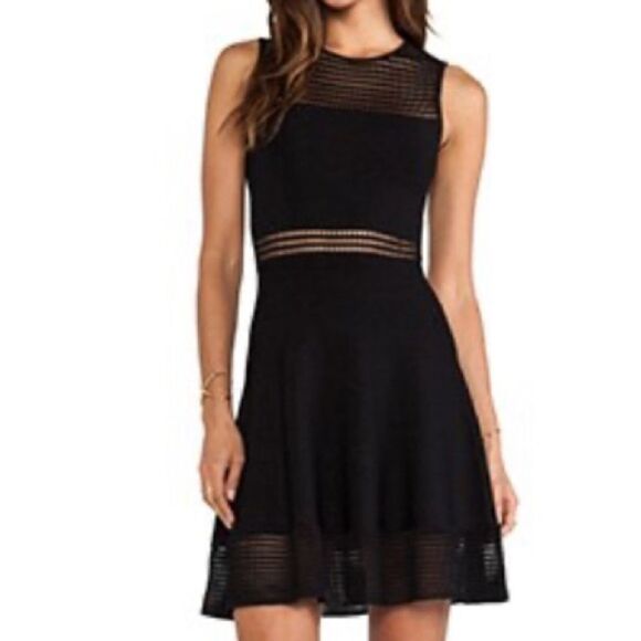 Torn By Ronny Kobo Black Open Stitch  Midi Dress The Mabel Medium MSRP 330.00 - Picture 1 of 10